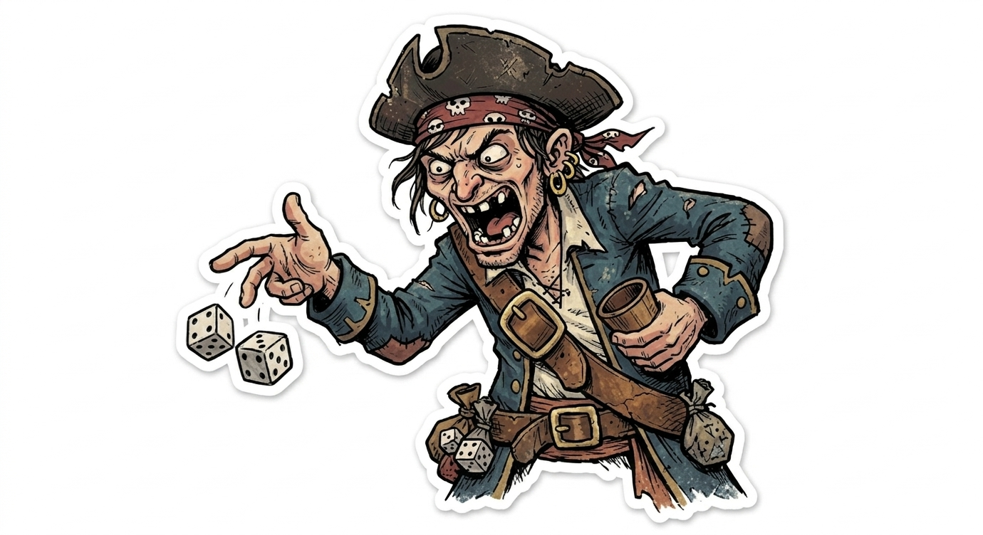 Wild pirate throwing dice