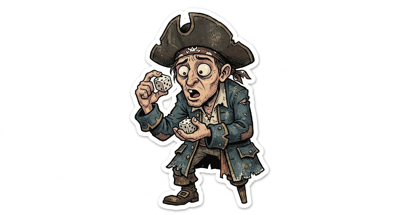 Young pirate dropping dice